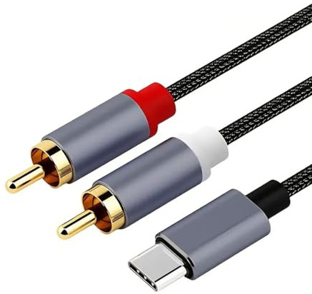 Kjzeex Cavo RCA USB C Audio Stereo Adattatore, Tipo C Maschio a 2RCA Maschio Y Ausiliare Audio Cavo Digitale Compatibile con Phone 15/Pad/Amplificatore/Home Cinema/Altoparlante