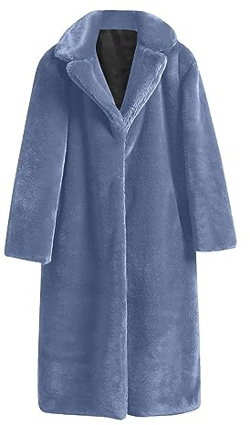 ANHATUIV Long Winter Plush Coats Teddy Bear Coats for Women Uk Faux Fur Overcoats Fuzzy Fleece Lapel Open Front Long Cardigan Coat Faux Fur Shaggy Warm Winter Outwear Jackets Overcoat