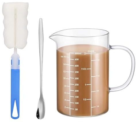 Glas Messbecher, 500ml Messbecher, Measuring Cups mit drei Skalen