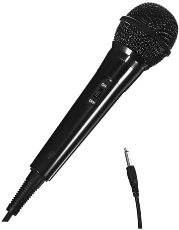 HIAKDOFT Microfono Dinamico Cablato per Karaoke con Connettore Plug Play Riduzione Rumore Impugnatura Ergonomica per Registrazioni e Streaming