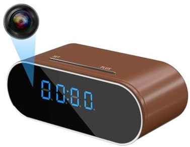 DateNexa 1080P WiFi Mini Camara Espia Oculta Camara Vigilancia WiFi Interior Reloj Camaras Vigilancia Sin Cables Camara Seguridad Camara VisióN Nocturna De 140 Ángulos DeteccióN Movimiento (Khaki)