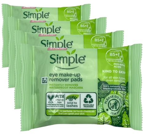 Simple Kind To Eyes Eye Make Up Remover Pads 30 Pieces (Pack of 4)