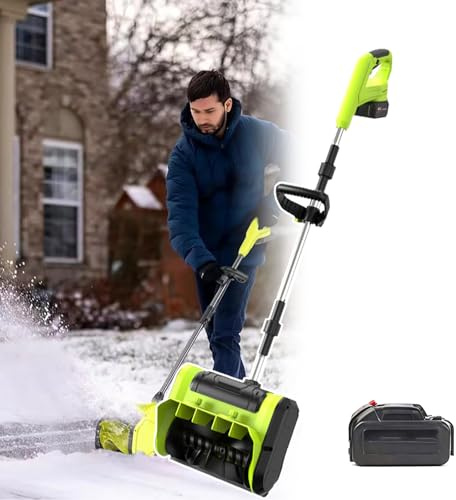 Pala da neve senza fili ad alta potenza da 900 W, con batteria da 90 minuti e direzione a 3 vie - Spazzaneve elettrico, larghezza di sgombero neve di 25 cm, per patio, terrazza, vialetto,1 battery