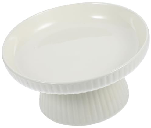 TOGEVAL 7-Inch Milk White Ceramic Cake Stand Footed Base, Food Tray for Chocolate Display and Dessert Serving, Minimalist Cake Plate for Birthday and Party Use