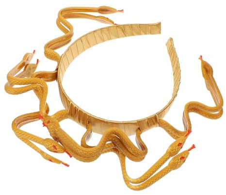 BIUDECO Schlangenstirnband Dekoratives Kunststoff Medusa Goldfarben aus Leicht Requisit nicht Abzufallen Party als Fotorequisite und Bühnenauftritt