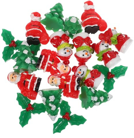 TOYANDONA 20pezzi Mini Ornamenti Natalizi in Resina Decorazioni Pupazzo di Neve Statuette Artistiche Mini Figure per Feste Accessori Festivi in Resina Piccole Statuette per Scene Natalizie