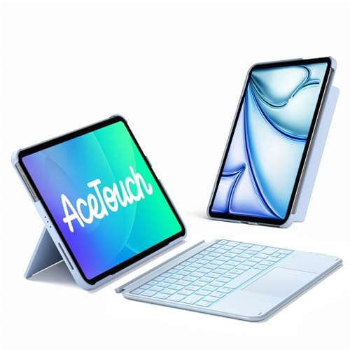 Inateck Custodia Tastiera per iPad 10a/11a Gen (2025 A16), Air 11 M4/M3/M2, Air 6/5/4a, Pro 11 4a-1a, 7 Colori Retroilluminate, Tastiera Ultralight Rimovibile con Touchpad, AceTouch KB04122-RGB,Blu