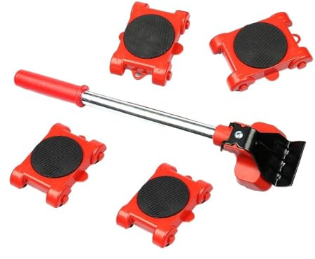 Moving Dolly, Ensemble de 4 Outils Robustes for Le déménagement de Meubles : Chariot de Levage, Barres de manutention et Outils à Main.,for Furniture(5 pcs Version)
