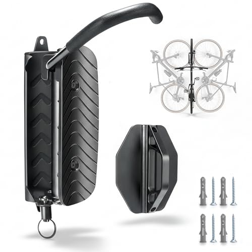 Soporte Bicicleta Pared Giratorio con Bloqueo – Gancho Vertical Plegable Ahorra Espacio, Acero Resistente, Protección Antirayaduras