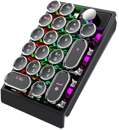 Topiky Tastierino Macro Programmabile con Tastierino Numerico Meccanico, 3 modalità Bluetooth 2.4G USB C Cablato 3 modalità RGB Retroilluminato Numerico Sostituibile a Caldo,