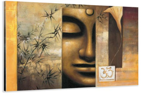 Visario Leinwandbild Buddha 120x80 cm 5157 - Kunstdruck auf Leinwand mit echtem Holzrahmen - Wandbild Zen Meditation Asien Dekoration modern fertig aufgespannt sofort aufhängbar Wohnzimmer