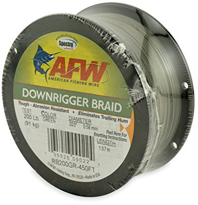 American Fishing Wire Downrigger Braid (Spectra Fibers), Green Color, 200 Pound Test, 137 Meters