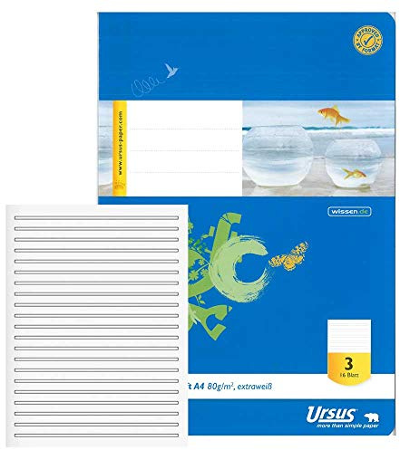 Ursus Basic 040416003 Chlorfrei - Hefte 20 Blatt Heft A4 16 Blatt Lin3
