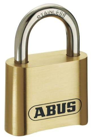 ABUS 180IB/50 All Weather Solid Brass 4-Dial Resettable Combination Padlock with 2 Stainless Steel Shackle