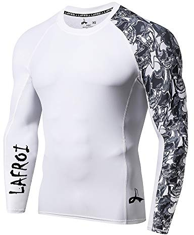 LAFROI Herren Langarm UPF 50+ Kompressionsshirt Rash Guard-CLYYB