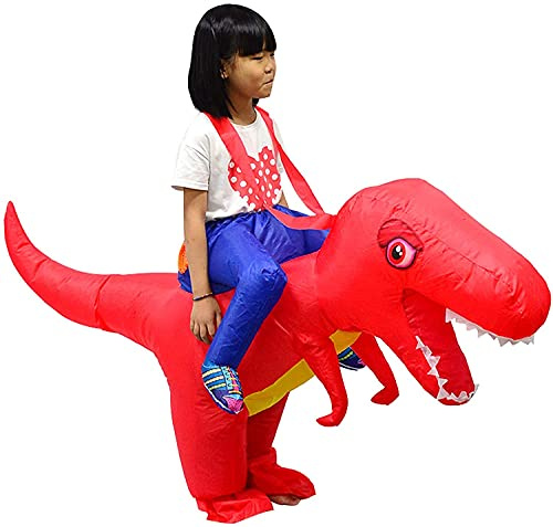 LOLANTA Costume gonflable de dinosaure pour enfant Halloween Déguisements Costumes T-Rex Costumes, Rouge, 3-6 ans/90-130cm, S