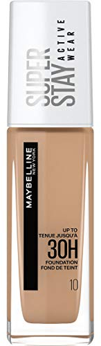 Maybelline New-York - Long-Lasting Liquid Foundation - No Transfer, High Coverage - Superstay Active Wear 30 Hours - Colour : Ivory (10) - Capacity: 30 ml