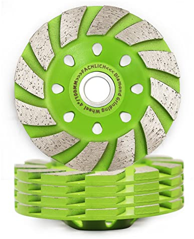 FACHLICH Diamant-Schleiftopf 5pcs 100mm x 22.2mm 12-Segment Schwerlast Turbo-Reihe Beton schleifscheibe,für Granitstein Marmor Mauerwerk Beton Abrasivewheels