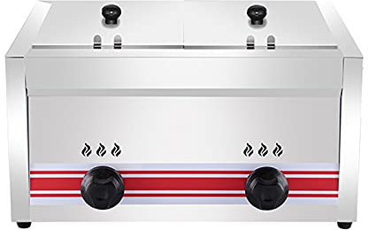 Deep Fryer Friggitrice A Gas da 10/20/30 Litri, Friggitrice Multifunzione A GPL, Potenza di Fuoco Regolabile, Friggitrice A Gas Professionale, Cestello E Coperchio Staccabili in Acciaio Inossidabile