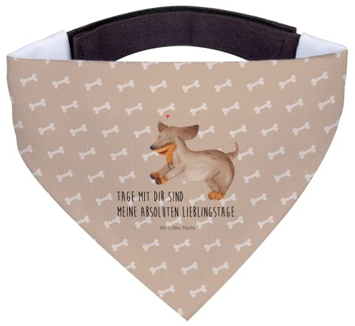 Mr. & Mrs. Panda Hundehalstuch S Hund Dackel - Geschenk, Hunde, Dachshund, Kleine, Tuch, Sprüche, Halstuch, Braun, Herz