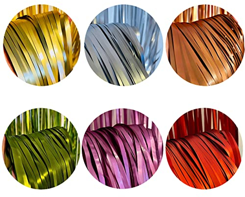 Partynow! 2 Stück Lametta Vorhang - Fransen Vorhang Hintergrund als Dekoration für Geburtstag Party 2 x 1 m Folienfransen in Gold Silber rot lila Rosegold grün (Lila)
