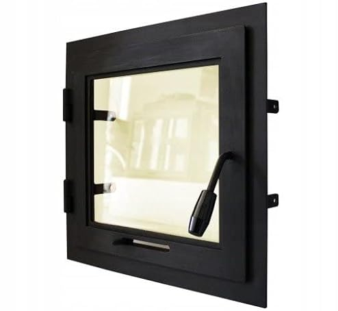 New Backofentür 50x55 Kamintür mit Glas Ofentür Kamintür Pizzaofentür Gußeisen Steinofentür Das Türchen zum Ofen | Öffnungsrichtung: Rechts | Der Griff Links