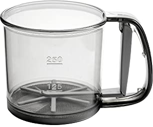 Transparent Hand Held Flour Sifter, Visible with Scale Handled Semi-Automatic Non-Stick Sifter, Powder Sifter, Large Capacity Baking Sieve Cup for Icing Sugar Cake Flour