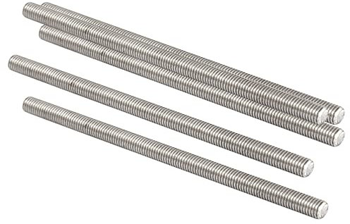 QUARKZMAN Tige Filetée M5 x 100mm 0,8mm Pas Entièrement Tiges Filetées x 5 Pièce 304 Inox Acier Mâle Fileté Tige Barre pour Boulons et Pinces et Cintres et Boulons en U,[Argent]