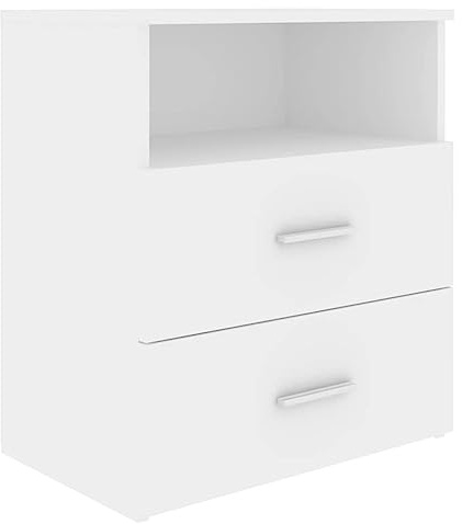 vidaXL Table de Chevet, Armoire de Lit avec Rangement, Table de Nuit, Meuble de Chambre à Coucher Maison Intérieur, Moderne, Blanc