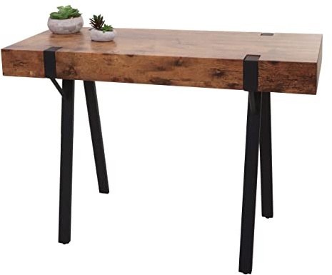 Mendler Konsolentisch HWC-L54 Metall 75x100x40cm - dunkle Wildeiche | Telefontisch, Arbeitstisch, Beistelltisch, Ablagetisch