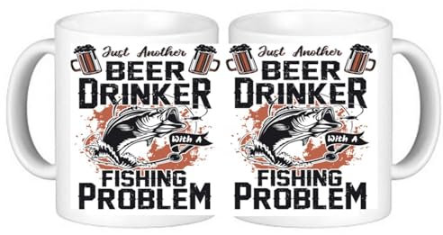 Beer Drinker Fishing Problem Fishing Humourous Ceramic Coffee Mug in Smash Proof Box
