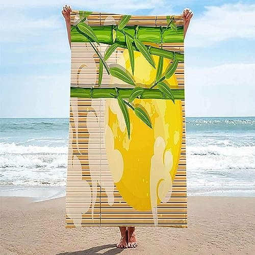 Beach Towel - 80 X 160 Cm Large Microfibre Beach Towels For Adults - Quick Dry And Sand Free - Lightweight And Compact Beach Towels For Travel, Swimming, Holiday - Creative Bamboo -2C5Y