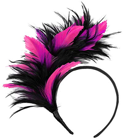 Fascinator Kopfschmuck Feder Haarschmuck 1920er Federstirnband Charming Lady Parrot Kostüm Federkopfbedeckung für Tea Party Accessoires Hochzeit, Damen Fascinator Hut Schleier Stirnband Clip