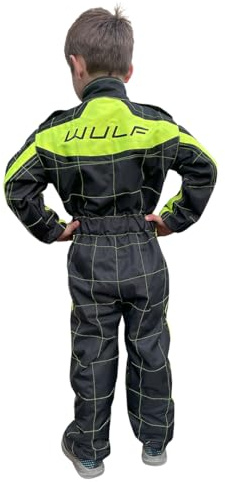 Wulfsport Children Kids Race MX Motocross Motorbike Suit Clothing Quad Bike - Black Yellow L (9-10Yrs)