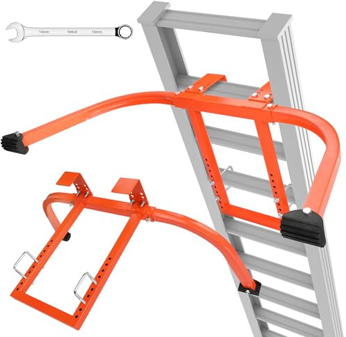Estabilizador de escalera, accesorio estabilizador de escalera extendido para canalón de techo y pared, estabilizador de techo de escalera de acero resistente con almohadilla inferior de goma