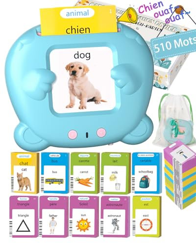 510 Mots Carte Parlante Montessori Français, Cartes éducatives, Jouet Enfant 2 Ans, Jeux Enfants 2 Ans, Jouets éducatifs, Jeunes Enfants de 2 à 6 pour écouter et Apprendre Cadeaux d'anniversaire Bleu