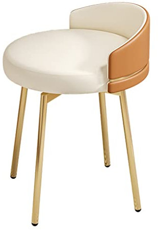 Moderner runder Drehstuhl für Schlafzimmer und Maniküretisch, Orange (38 x 38 x 53 cm)