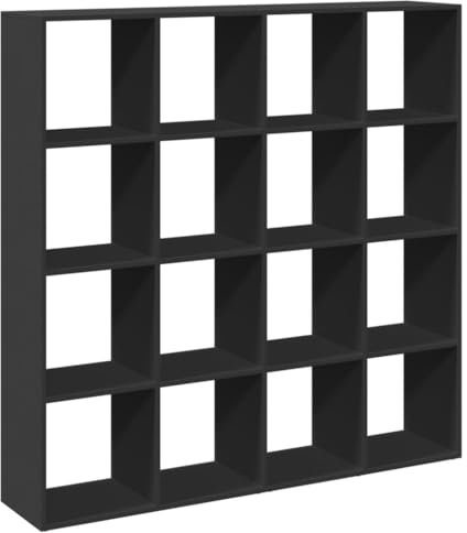 vidaXL Bücherregal, Raumteiler mit 16 Fächern, Wandregal für Wohnzimmer Büro, Standregal Raumtrenner Würfelregal, Schwarz Holzwerkstoff