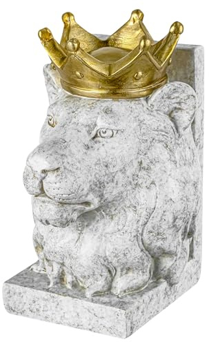 Baroni Home Fermalibri in Resina, Sostegni per libri, Fermalibri Antiscivolo, Resistenti e Eleganti, Fermalibri decorativo, Design moderno, Effetto Marmo, 25x12x17 cm (Leone)