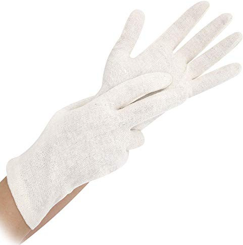 FRANZ MENSCH 1200 Stück Hygostar Baumwollhandschuhe Nature, natur, 7/S, L: 25cm, Karton, Baumwollhandschuhe, Weiche Textilhandschuhe, Stoffhandschuhe