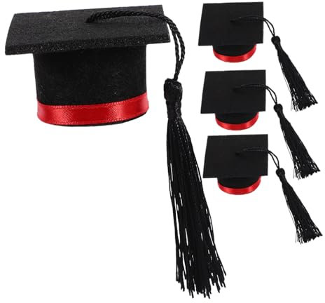 LALADEFIEE 4pièces Capsules De Bouteille De Vin De Graduation Mini Chapeau Avec Frange De Décoratif Pour Fête De Diplôme Accessoires Élégants Pour Événements Festifs