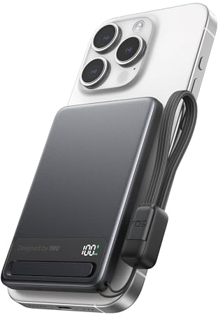 INIU Qi2 Chargeur portable magnétique avec support pliable pour iPhone 16/15/14/13/12 5000 mAh