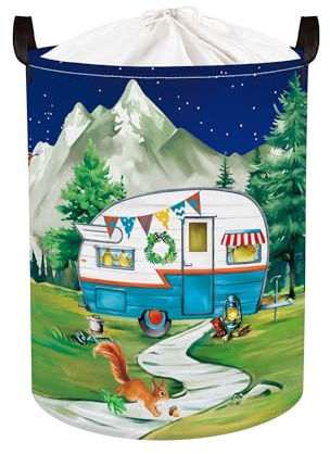 HUUMONSS Night Camping Laundry Hamper Picnic Large Storage Basket Bonfire Collapsible Adult Organizer Toy Clothes Bins for Outdoor,Caravan,63L
