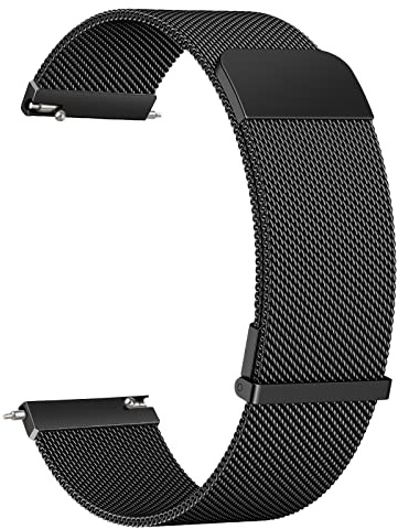 AK Bracelet de Montre 20mm 22mm pour Montre connectée, Smartwatch universelle Métal Acier Maille Bracelets de rechange de à libération Rapide pour Homme Femme (Noir, 22mm)