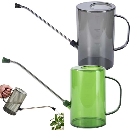 2 Stück Gießkanne Zimmerpflanzen, Gießkanne 1L mit Edelstahl Langer Auslauf, Giesskanne Zimmerpflanzen, Mini Gießkanne, Kleine Gießkanne für Zimmerpflanzen für Haus Bonsai Gartenblume Giesskanne