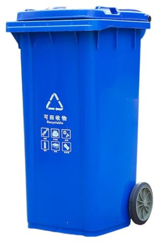 Bote De Basura Grande con Ruedas Y Tapa, Bote De Basura para Exteriores para Porche, Patio Trasero, Terraza, Patio, Muévete Fácilmente (Blue 120L)