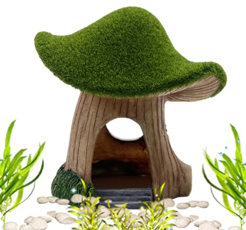 Casa di pesce per acquario, casa di funghi per acquario, grotta di funghi verde muschio | Integratore naturale per acquari di acqua salata e acqua dolce