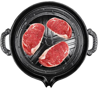 Poêle à steak en fonte, 28 cm, anti-adhésive, pour griller, frire, parfaite pour la cuisson de la viande, des légumes, des fruits de mer et des barbecues en plein air, 28 cm