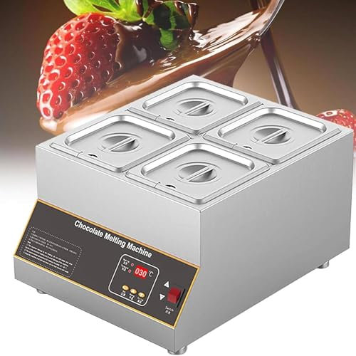 Macchina per Temperare Il Cioccolato Commerciale, 1/2/4 Vasche per Fondere Il Cioccolato, 12 Kg Di Controllo Digitale per Fondere Il Cioccolato, 32-203 ℉, Per Cioccolato, Caramelle, Formaggio,3kg*4