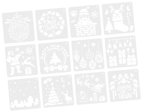 NUOBESTY 12stücke Schablone Weihnachten Malerei Vorlage Wiederverwendbare Zeichnung Schablonen Für Junge Mädchen Und Erwachsene Diy-malprojekte Und Weihnachtsdekoration Mit Wasser Und